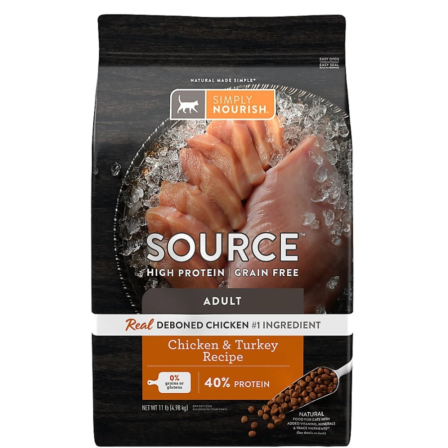 PetSmart Simply Nourish Grain-Free High-Protein Dry Cat Food with Chicken & Turkey - Natural Recipe for Adult Cats