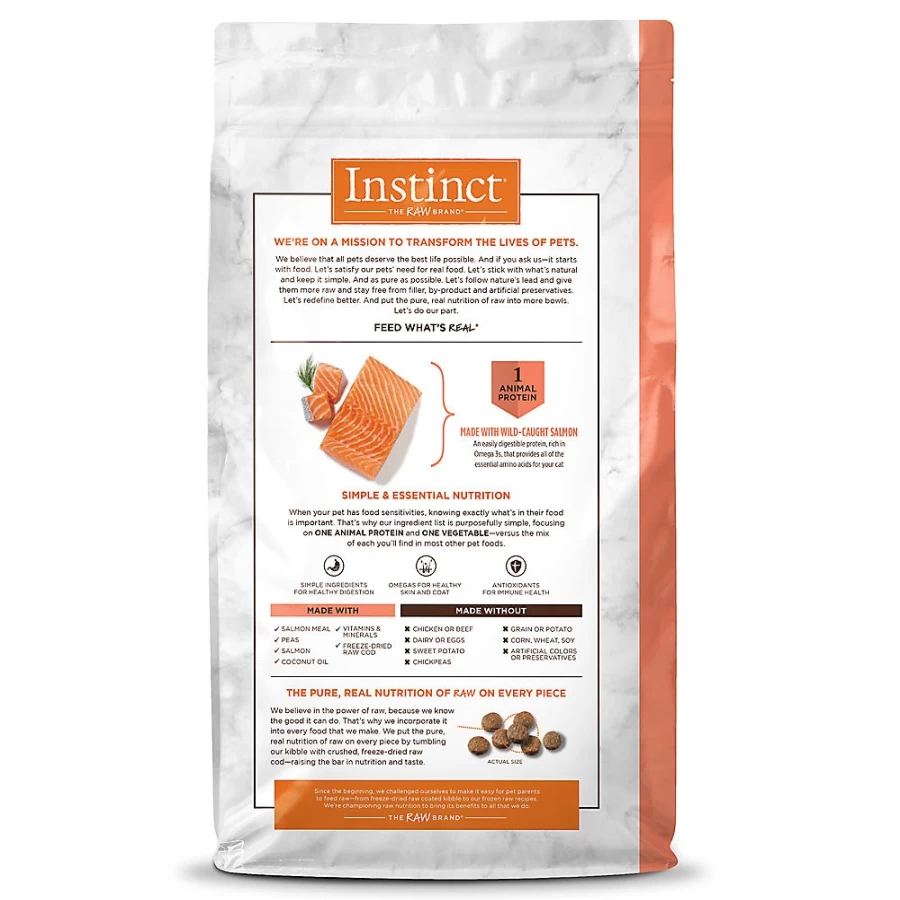 PetSmart Instinct Grain Free Salmon Recipe Limited Ingredient Dry Cat Food for Adult Cats - Natural Protein Rich Diet