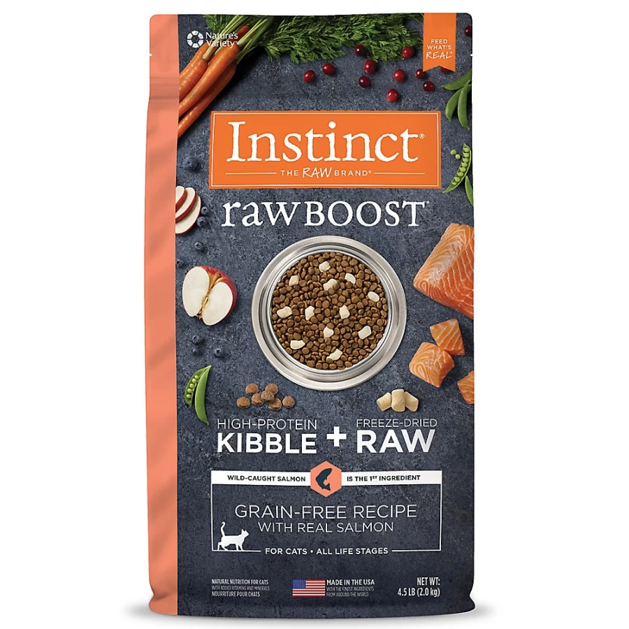 PetSmart Instinct Raw Boost Grain Free Cat Food with Freeze-Dried Salmon, Natural Recipe for Optimal Feline Health