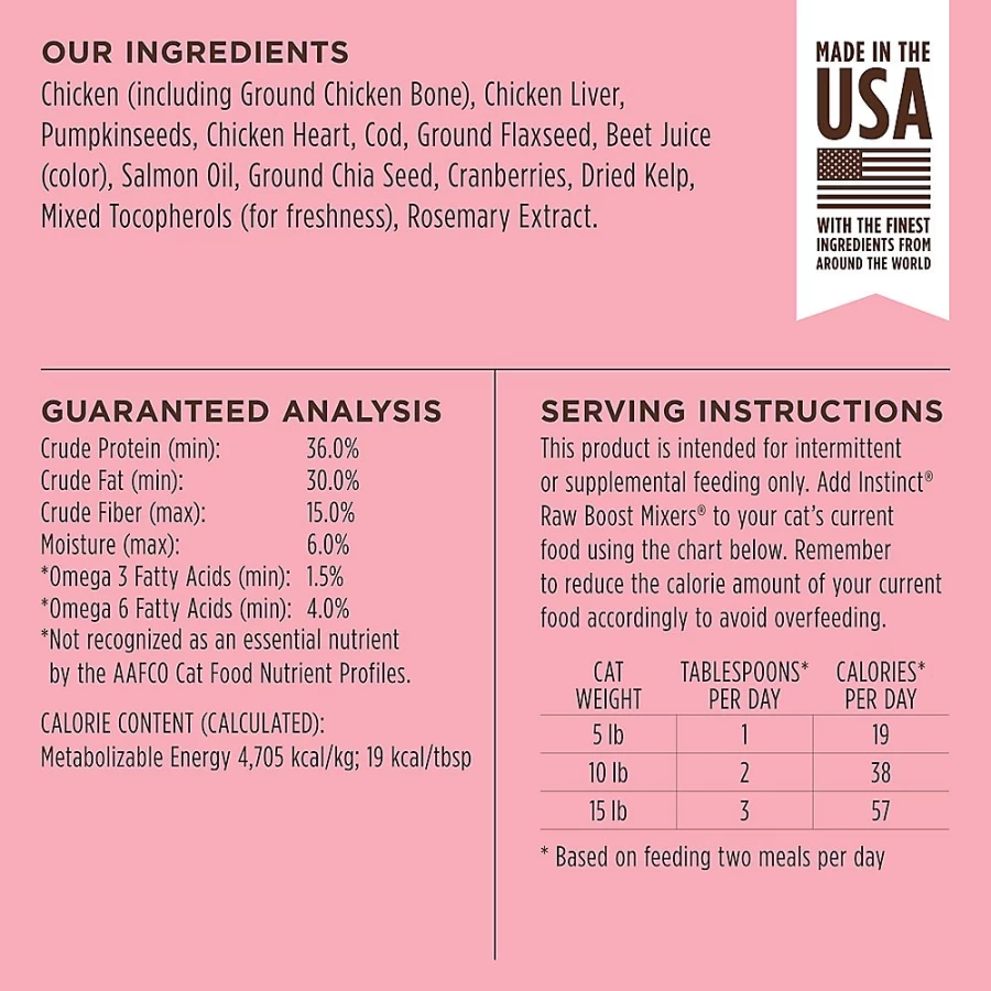 PetSmart Instinct RawBoost Grain Free Cat Food Topper - Natural Skin & Coat Support Mixers