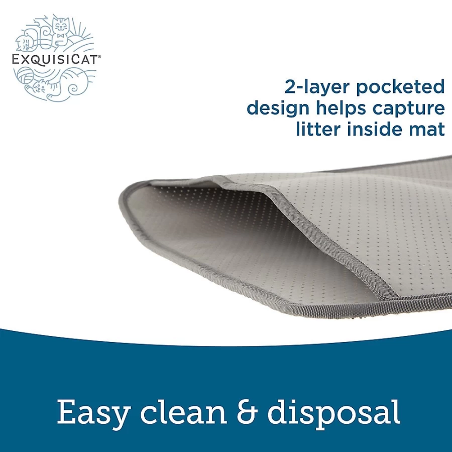 PetSmart ExquisiCat Large Absorbent Cat Litter Trapping Mat - Non-Slip Pocketed Design for Easy Cleanup