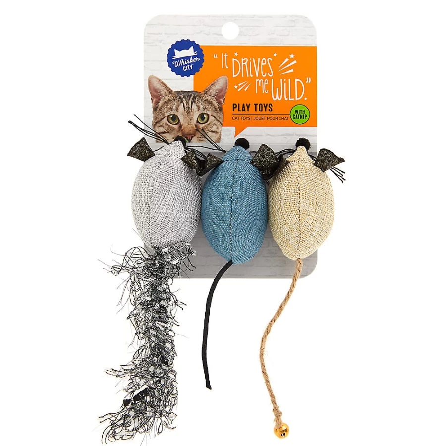PetSmart Whisker City 3-Pack Natural Mice Cat Toys for Play & Hunting