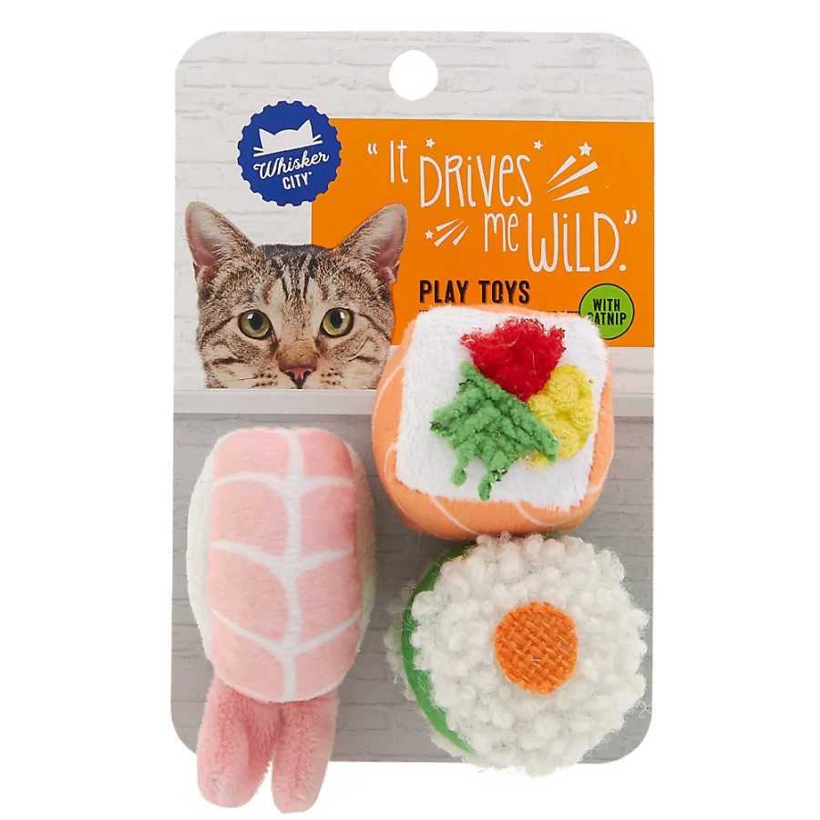 PetSmart Whisker City 3-Piece Sushi-Themed Cat Toy Set for Playful Kittens