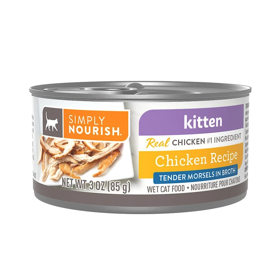 Simply Nourish by PetSmart Natural Kitten Wet Food - 3 Oz Morsels in Broth, With-Grain Recipe for Healthy Growth