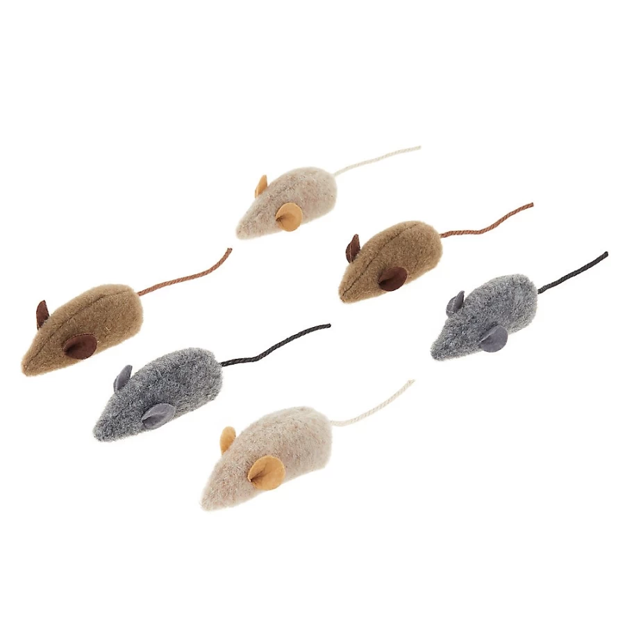 PetSmart Whisker City 6-Pack Wool Mice Cat Toys for Play & Hunting Instincts
