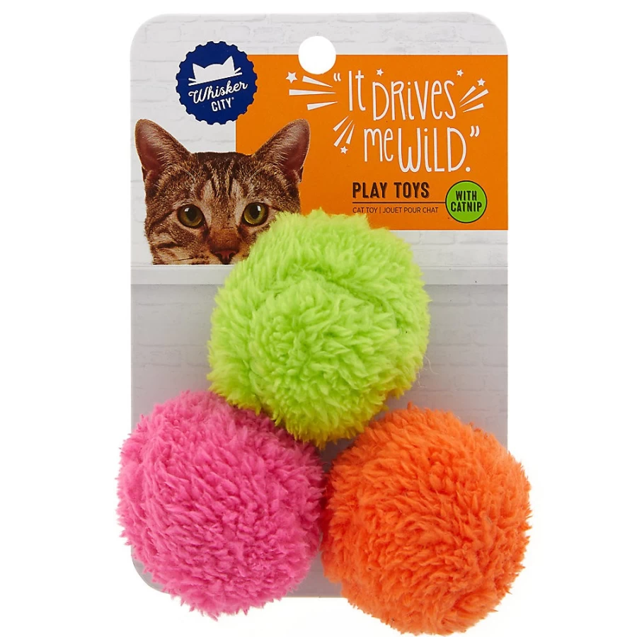 PetSmart Whisker City Fluff Balls Cat Toys - 3 Pack Interactive Play for Kittens & Cats
