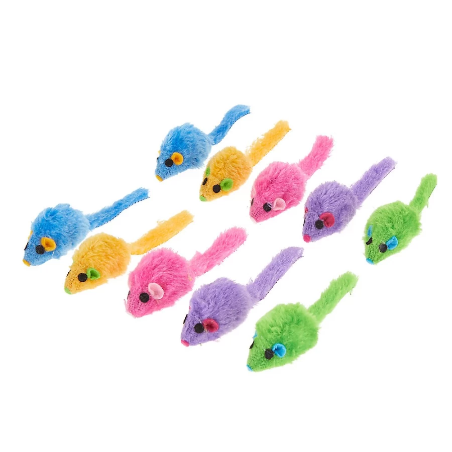 PetSmart Whisker City 10-Pack Assorted Color Cat Toy Mice for Play & Hunting