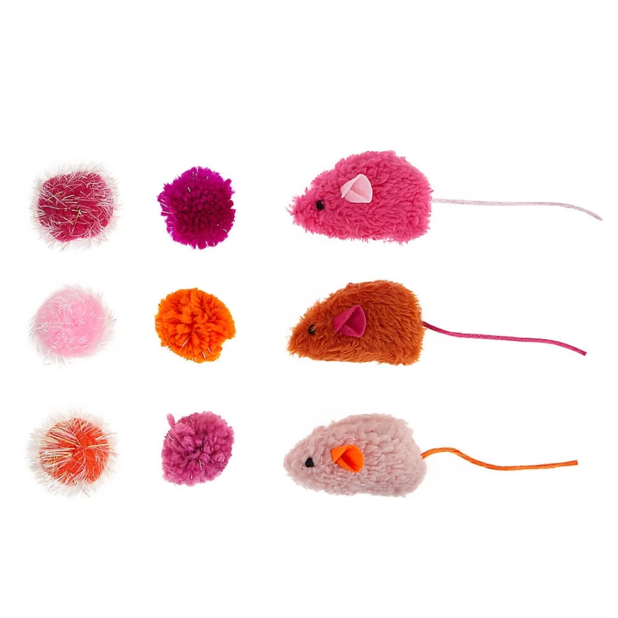 PetSmart Whisker City Colorful MiceBalls Cat Toys - 9 Pack Assorted Colors for Playful Kittens