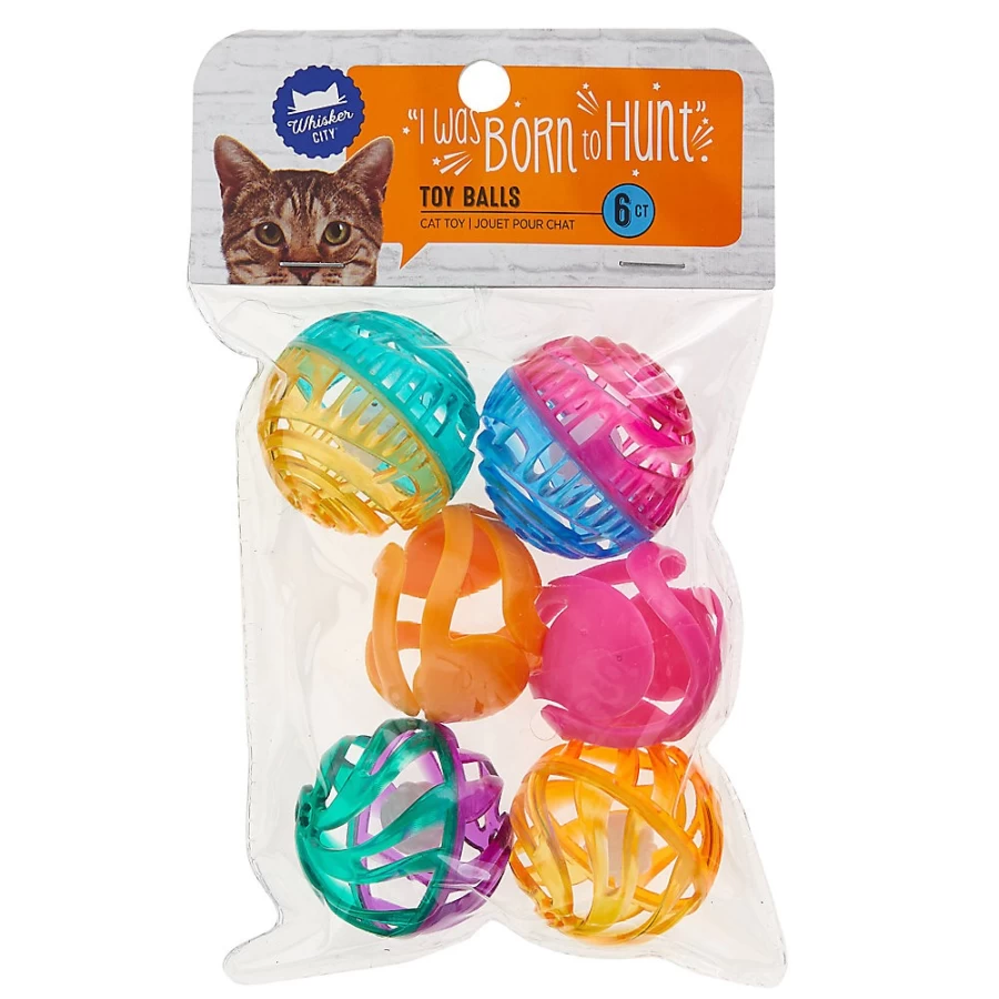 PetSmart Whisker City 6-Pack Assorted Color Fun Ball Cat Toys for Play & Exercise