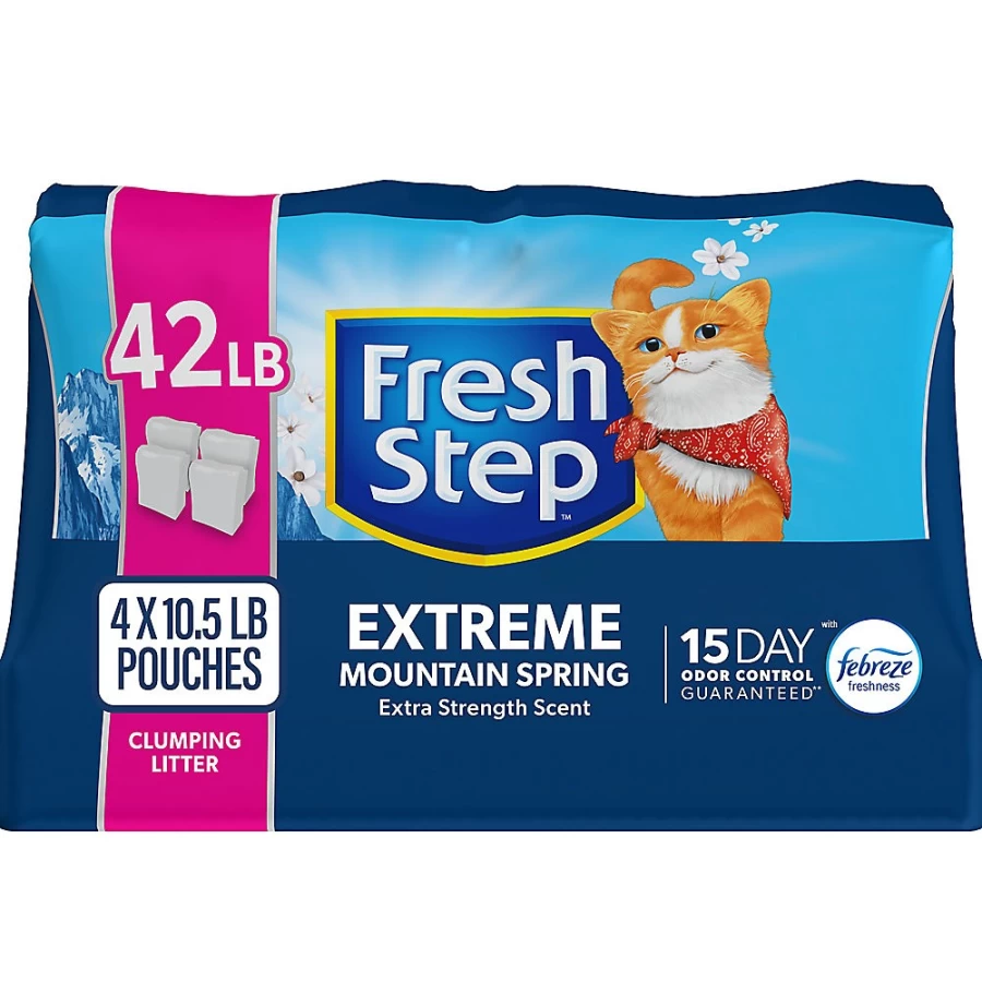PetSmart Fresh Step Extreme Clumping Clay Cat Litter with Febreze - Mountain Spring Scented, Low Dust Formula for Odor Control