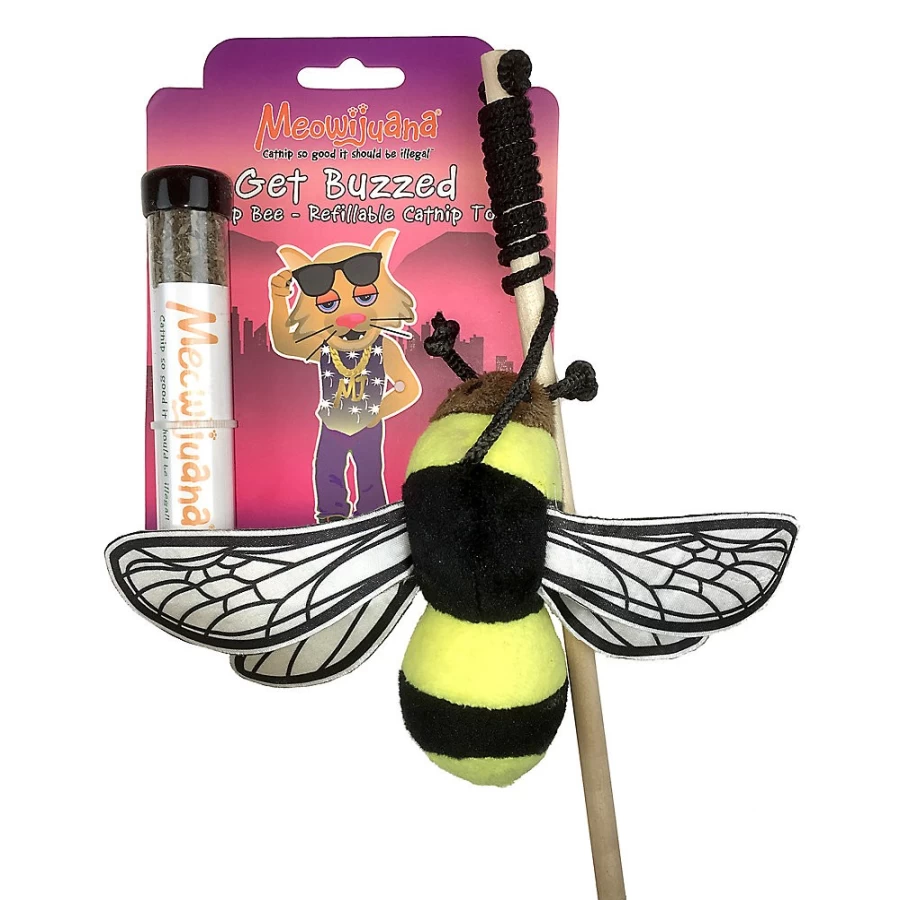 "PetSmart Meowijuana Get Buzzed Bee Refillable Catnip Cat Toy for Playful Cats"