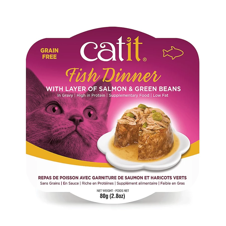 PetSmart Catit Fish Dinner Adult Cat Food - Low Fat Salmon & Green Beans in Gravy for Healthy Cats
