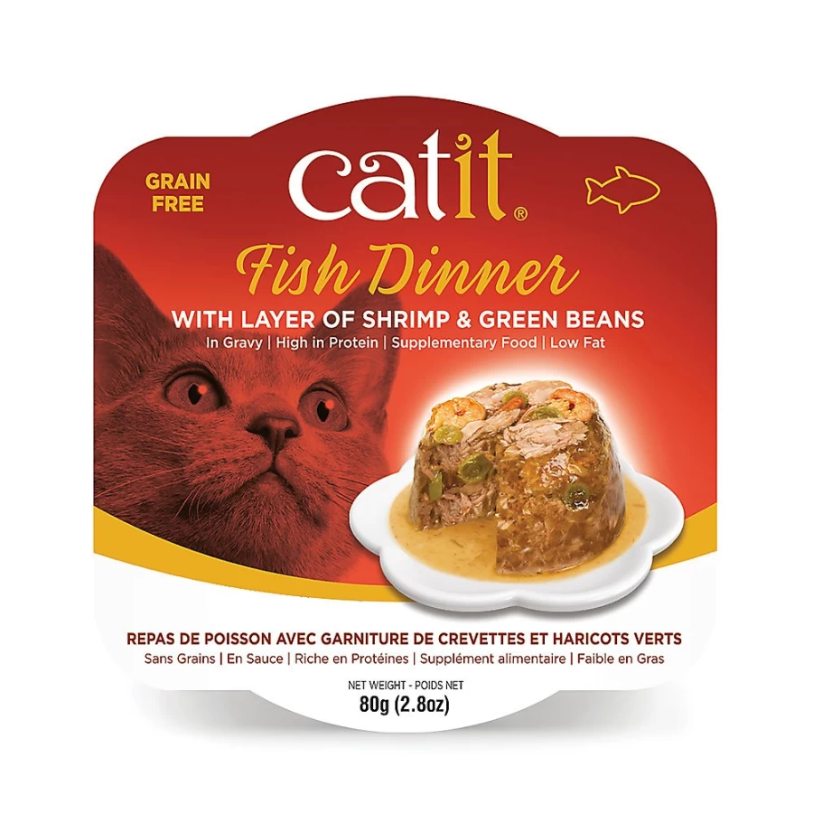 PetSmart Catit Fish Dinner Adult Cat Food - Low Fat Recipe with Shrimp & Green Beans in Gravy