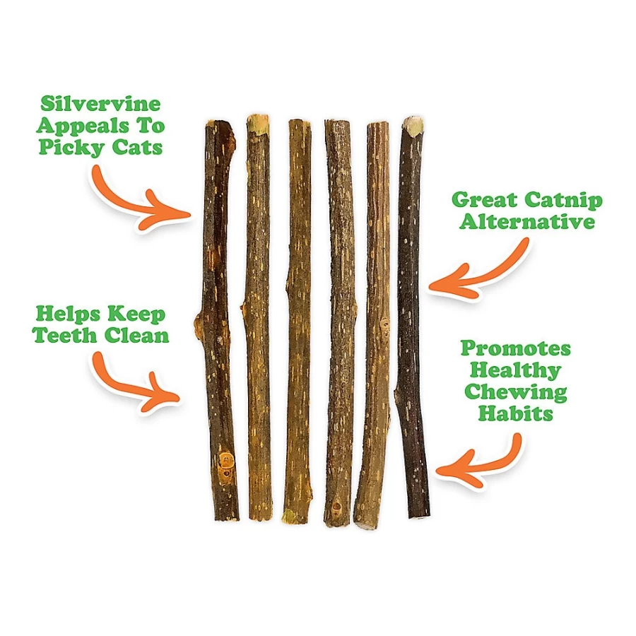 PetSmart Meowijuana Silvervine Cat Chewing Sticks - Natural Dental Care, 6-Pack for Cats