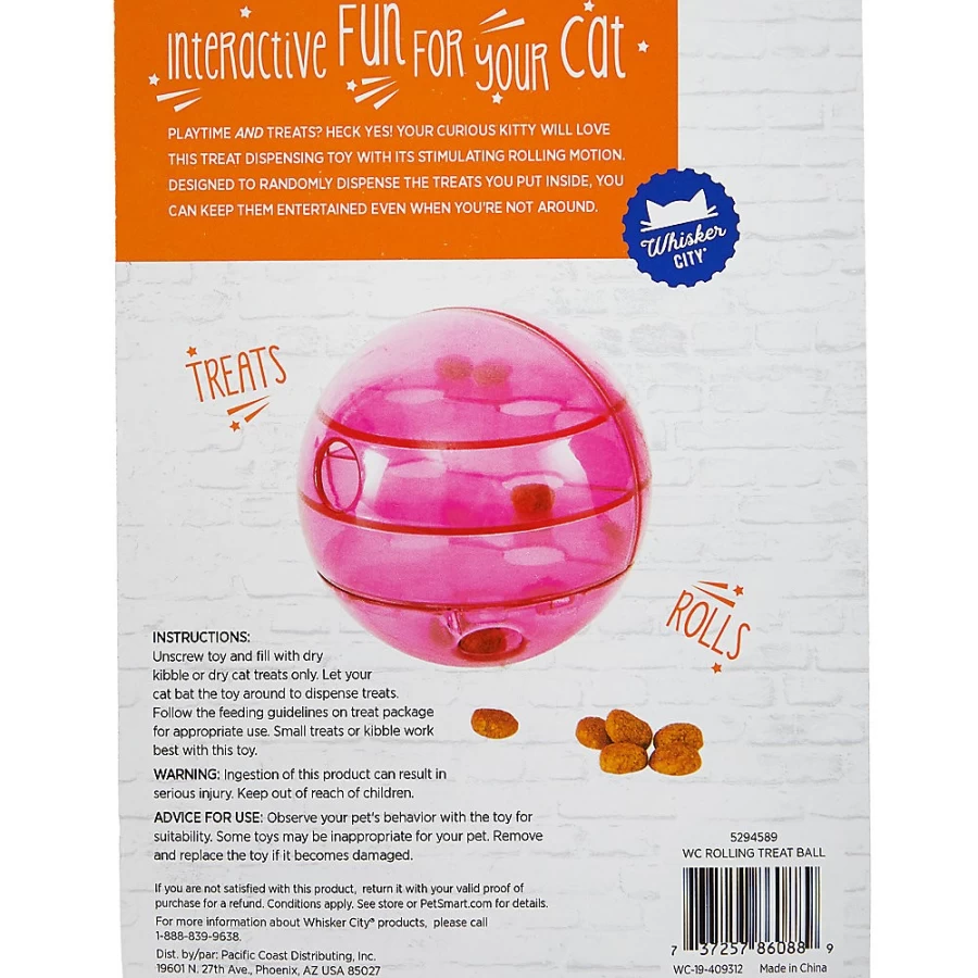 PetSmart Whisker City Interactive Rolling Cat Treat Dispenser Toy for Play & Rewards