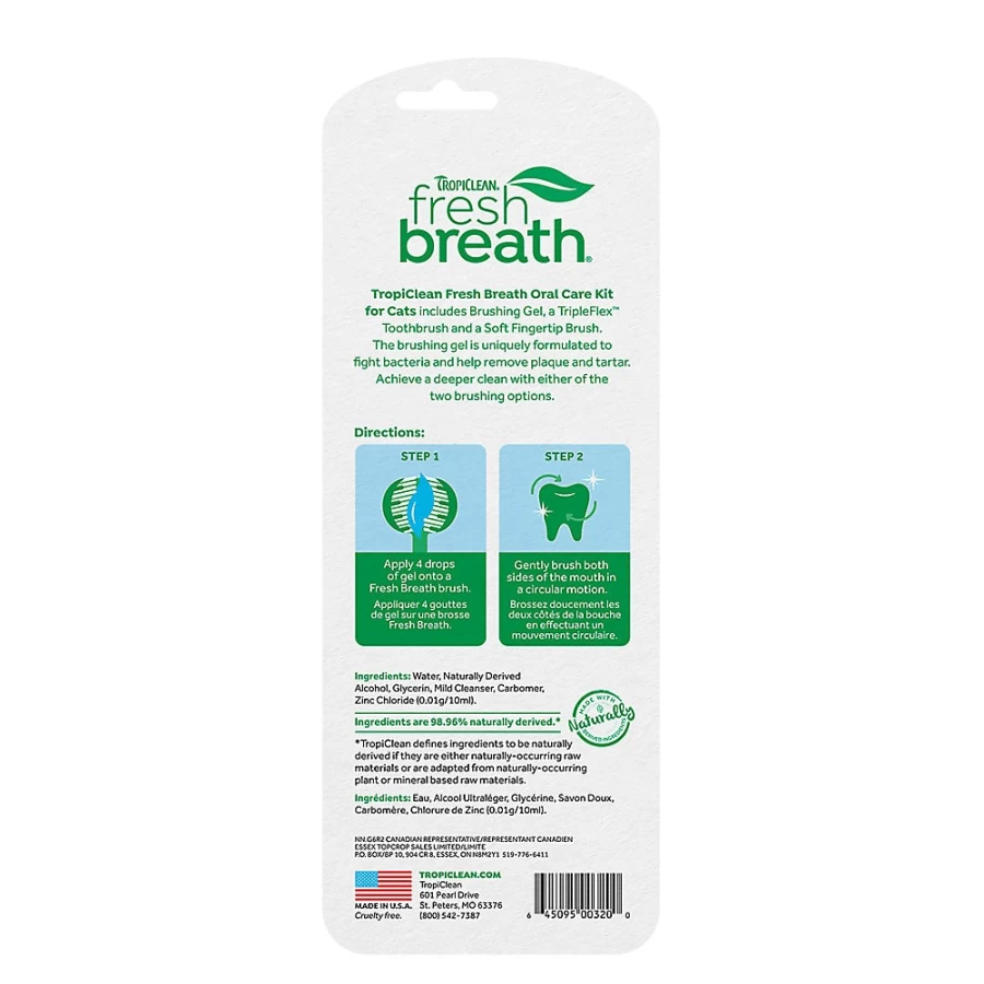 PetSmart TropiClean Fresh Breath Cat Toothbrush Kit for Oral Care - Dental Hygiene for Cats