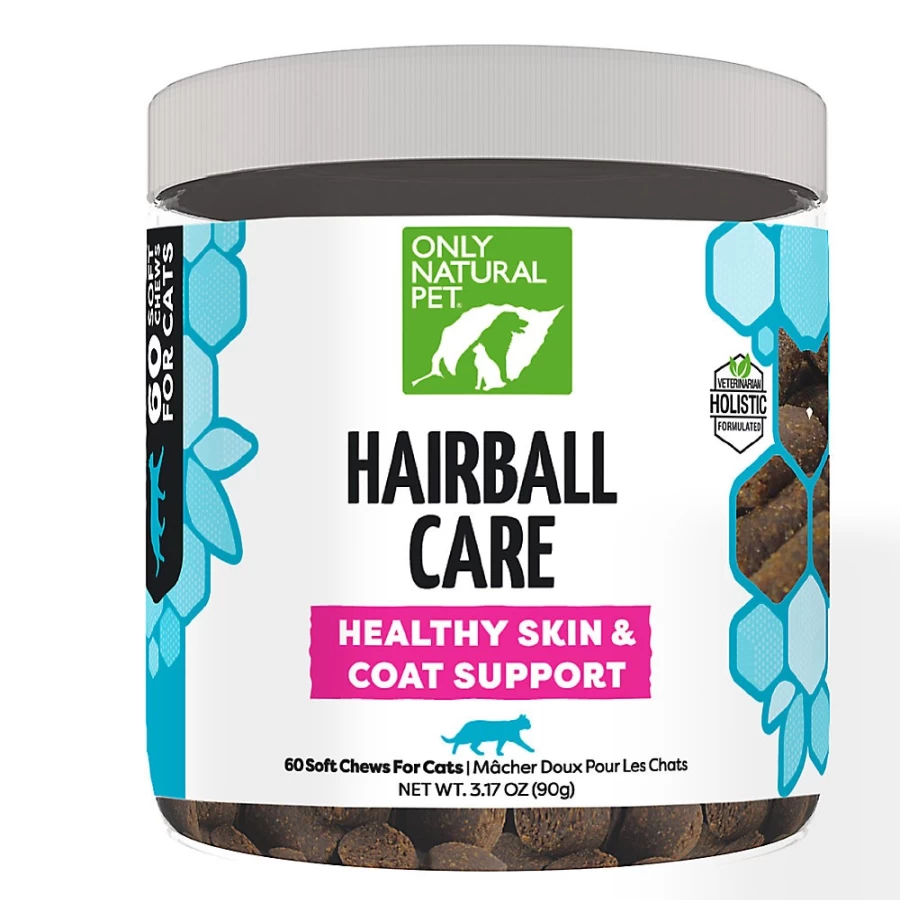PetSmart Only Natural Pet Hairball Relief for Cats - 60 Chews, Skin & Coat Support Supplement