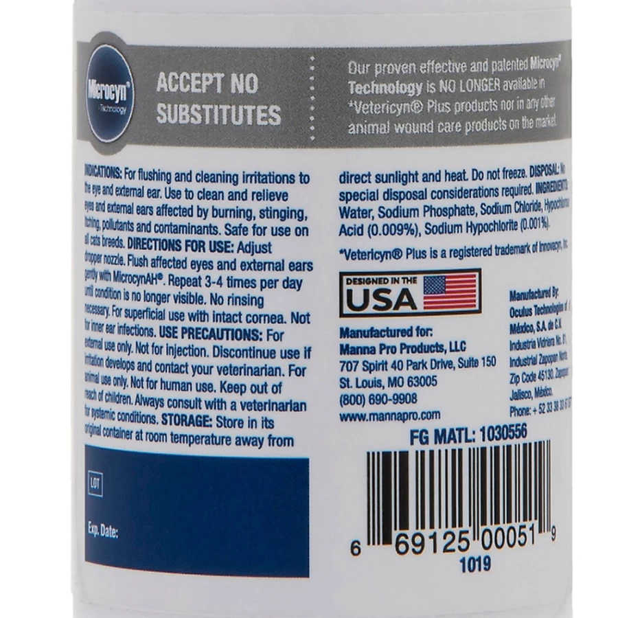 PetSmart MicrocynAH Cat Eye & Ear Wash Solution for Gentle Cleansing & Care