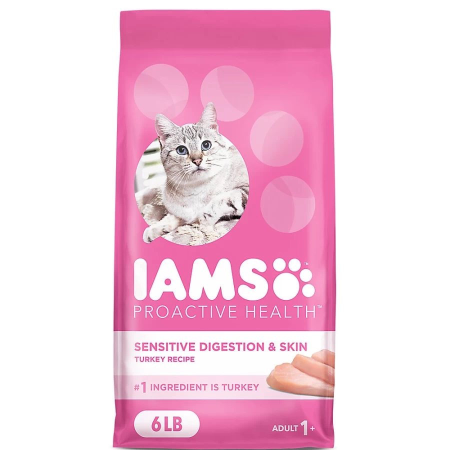 PetSmart Proactive Health Adult Dry Cat Food for Sensitive Digestion & Skin - Turkey Recipe, IAMS Trade