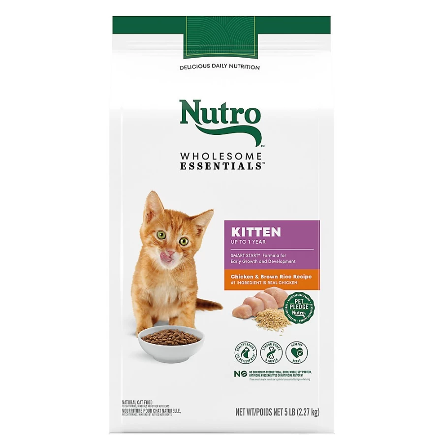 PetSmart Nutro Wholesome Essentials Natural Kitten Dry Cat Food with Chicken & Brown Rice, Non-GMO Recipe