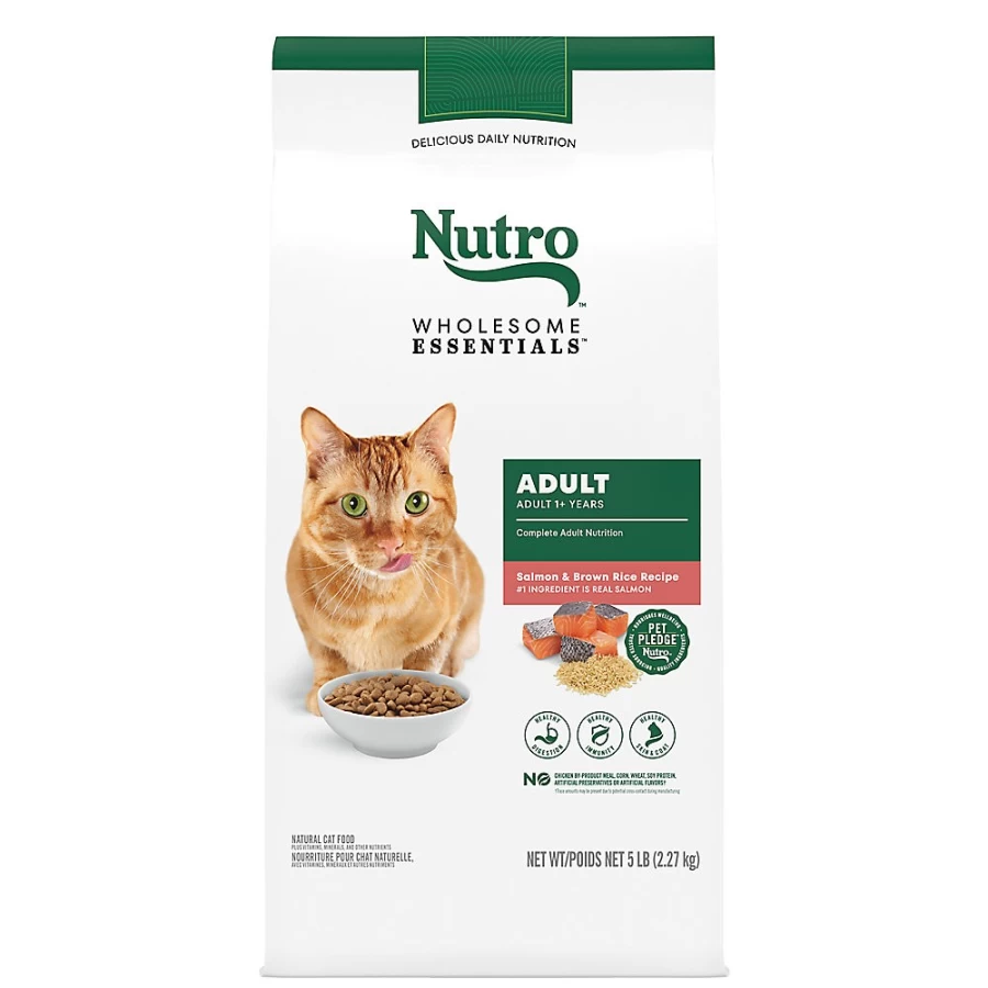 PetSmart Nutro Wholesome Essentials Natural Indoor Adult Dry Cat Food with Salmon & Brown Rice - Non-GMO Recipe
