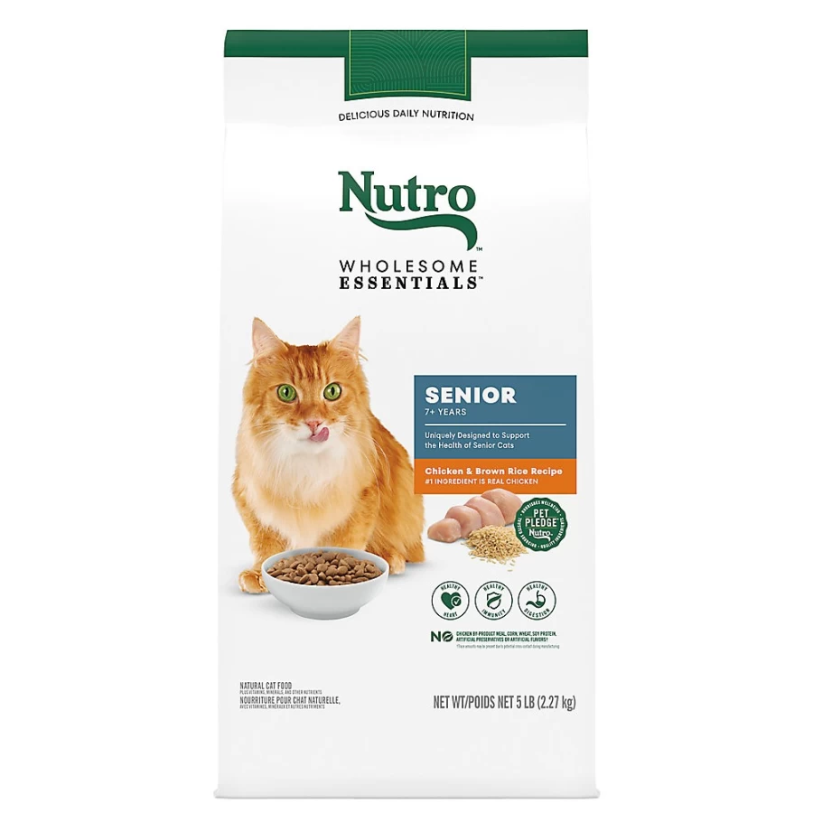 PetSmart Nutro Wholesome Essentials Healthy Aging Senior Dry Cat Food - Natural Chicken Recipe, Non-GMO, High Protein for Mature Cats