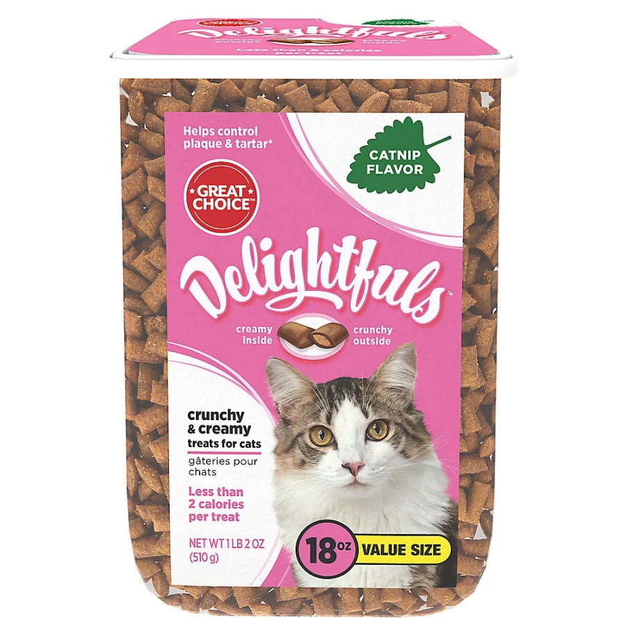 PetSmart Great Choice Delightfuls With-Grain Cat Treats with Catnip for Cats - Healthy & Tasty Snacks