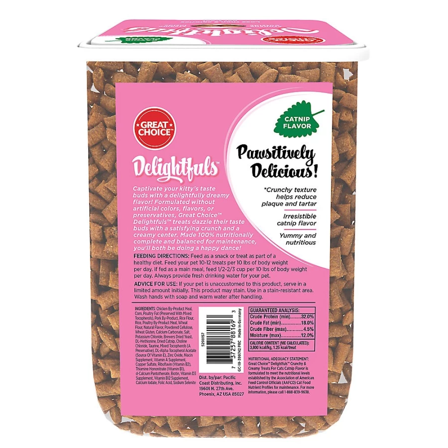 PetSmart Great Choice Delightfuls With-Grain Cat Treats with Catnip for Cats - Healthy & Tasty Snacks