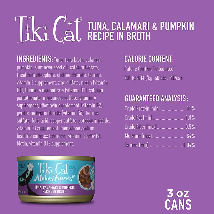 PetSmart Tiki Cat Aloha Friends Wet Cat Food - Grain-Free, Non-GMO, 3oz Cans, High Protein, Natural Ingredients