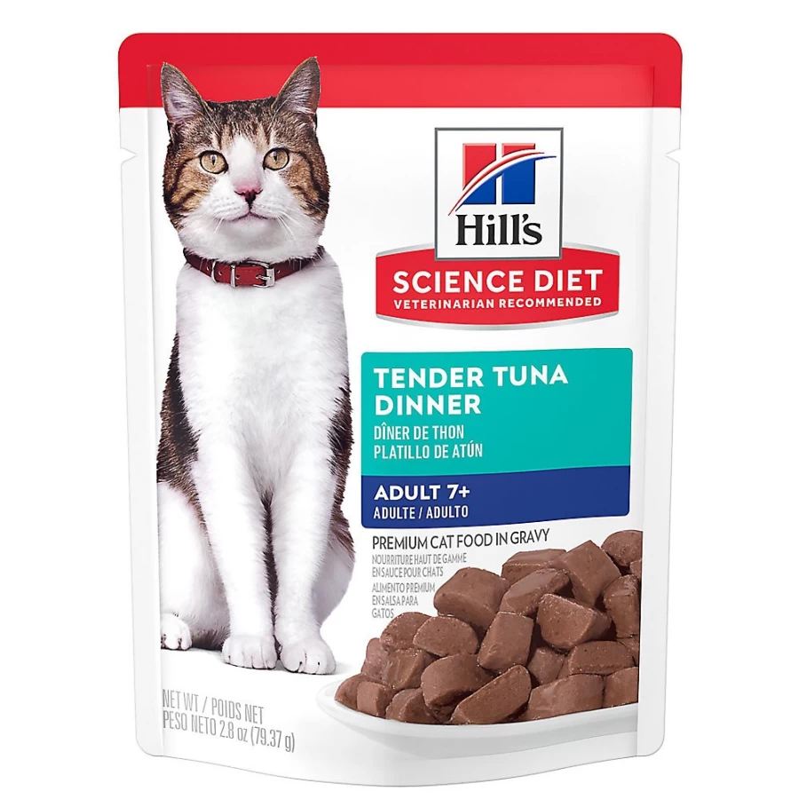 PetSmart Hill's Science Diet Adult 7+ Senior Wet Cat Food Pouch - 2.8 oz, High Protein, Easy-to-Digest for Mature Cats