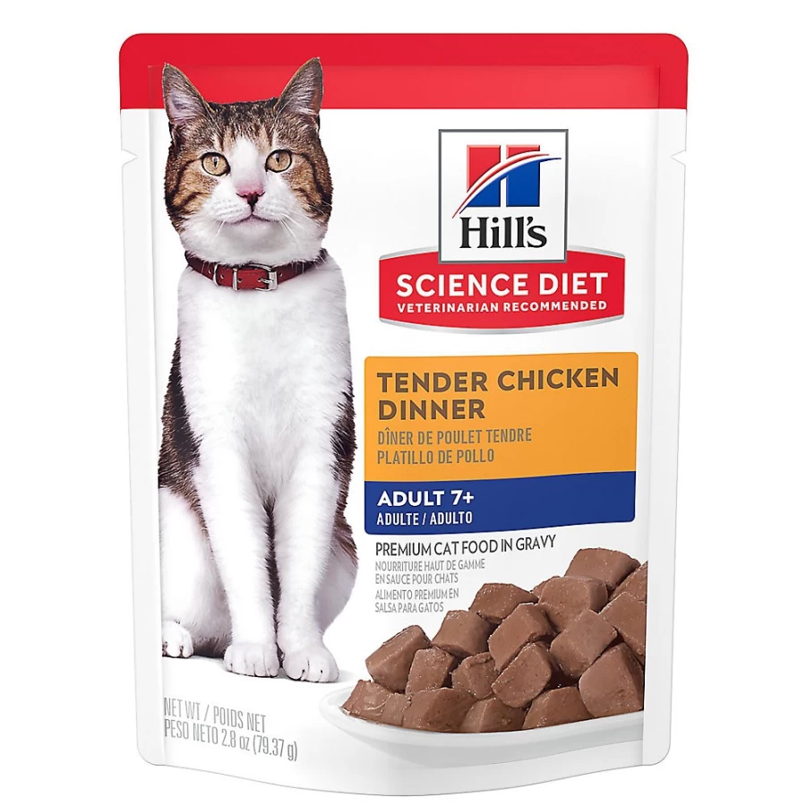 PetSmart Hill's Science Diet Adult 7+ Senior Wet Cat Food Pouch - 2.8 oz, High Protein Nutrition for Mature Cats
