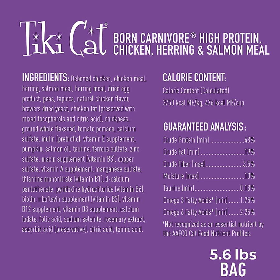 PetSmart Tiki Cat Born Carnivore Grain-Free Cat Food - High Protein Chicken, Herring & Salmon Recipe for Cats & Kittens, Non-GMO