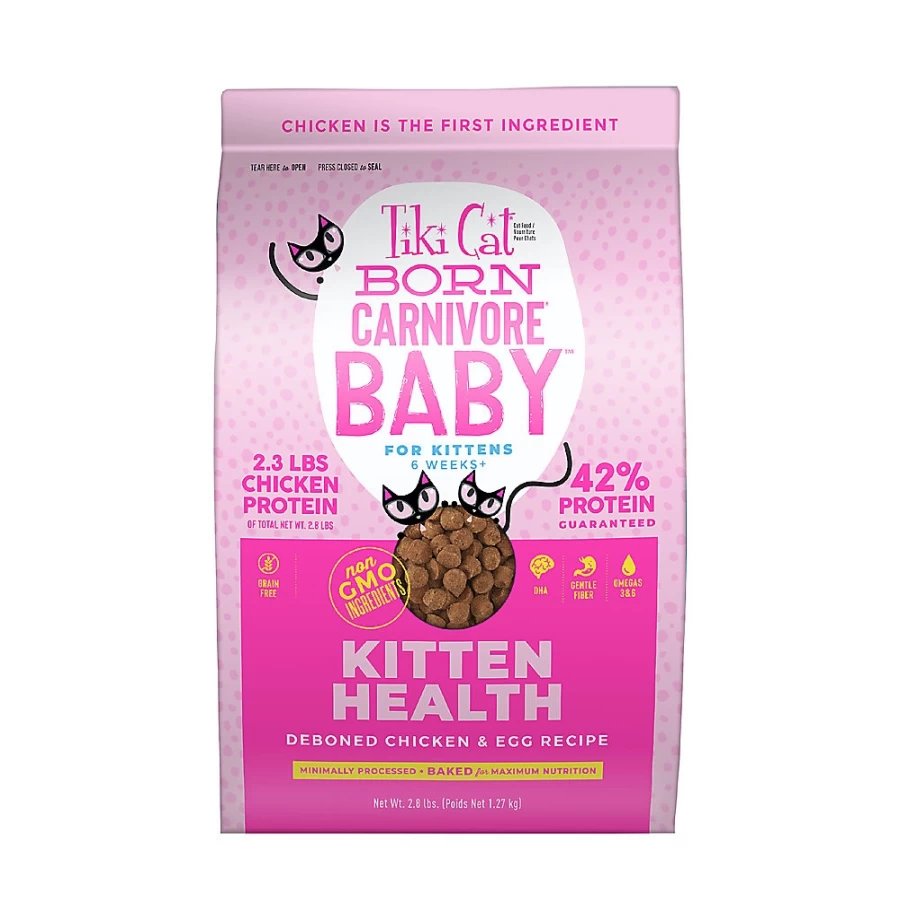 PetSmart Tiki Cat Born Carnivore Kitten Food - High-Protein Chicken & Egg Recipe, Grain-Free, Non-GMO Wet Cat Food for Growing Kittens