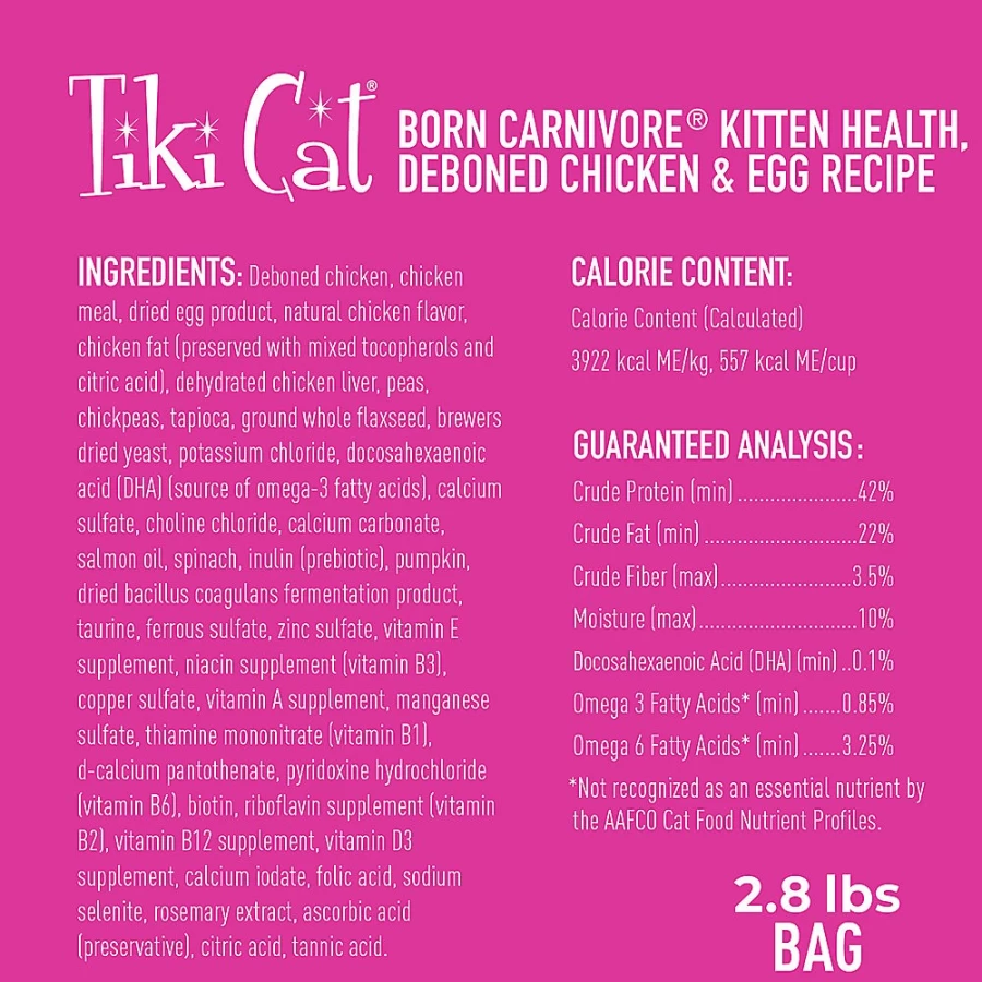 PetSmart Tiki Cat Born Carnivore Kitten Food - High-Protein Chicken & Egg Recipe, Grain-Free, Non-GMO Wet Cat Food for Growing Kittens