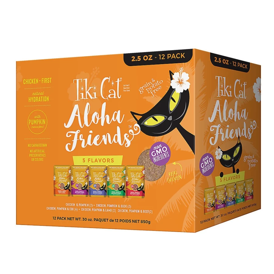 PetSmart Tiki Cat Aloha Friends Wet Cat Food Variety Pack - Grain-Free, Potato-Free, Non-GMO, 12 Cans