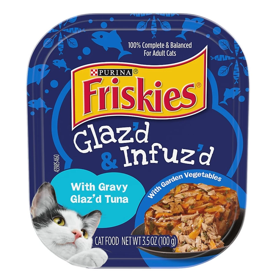 Purina Friskies Glaz'd & Infuz'd Adult Wet Cat Food 3.5 oz - Savory Gravy & Tender Chunks - PetSmart