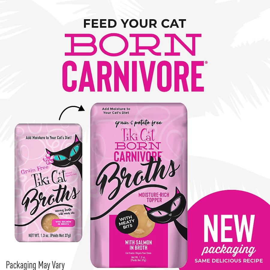 PetSmart Tiki Cat Broths Grain-Free Cat Food - Natural Non-GMO Wet Treat, 1.3 oz Pouch for Cats & Kittens