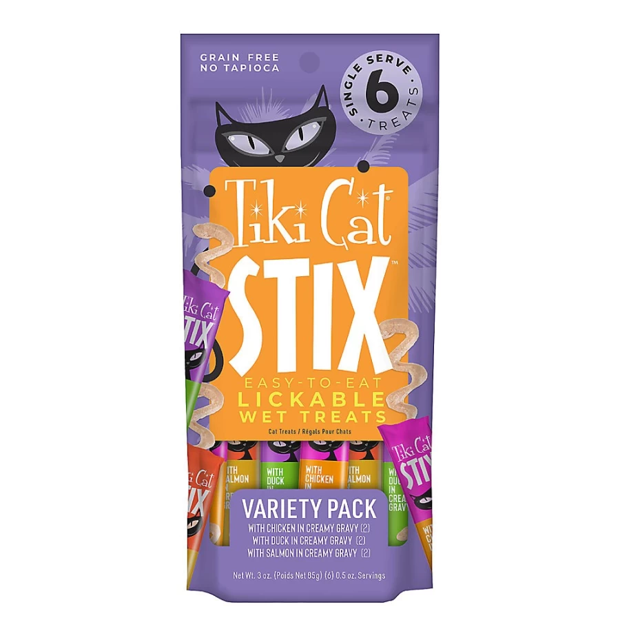 PetSmart Tiki Cat Stix Grain-Free Wet Cat Treats Variety Pack - Healthy Fish & Chicken Flavors