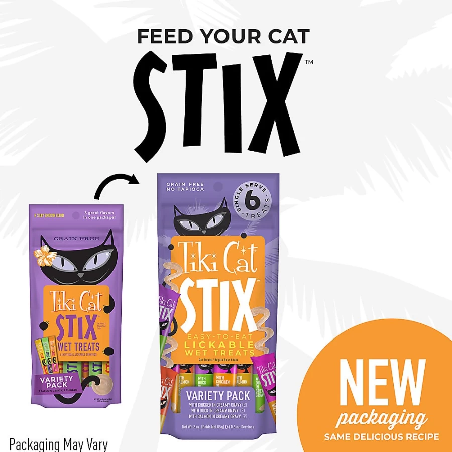 PetSmart Tiki Cat Stix Grain-Free Wet Cat Treats Variety Pack - Healthy Fish & Chicken Flavors