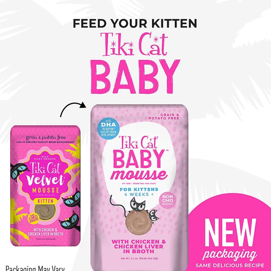 PetSmart Tiki Cat Velvet Mousse Kitten Food - Grain-Free, Non-GMO Chicken & Chicken Liver Recipe