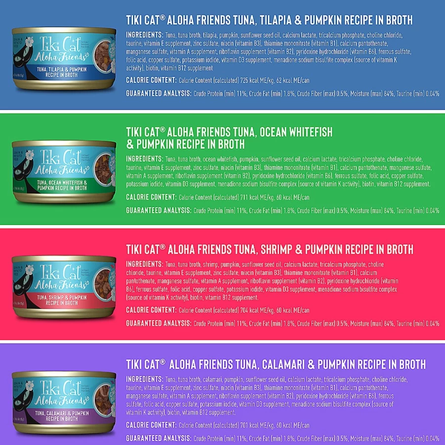 PetSmart Tiki Cat Aloha Friends Wet Cat Food Variety Pack - Grain-Free, Non-GMO, No Potatoes, 12 Cans