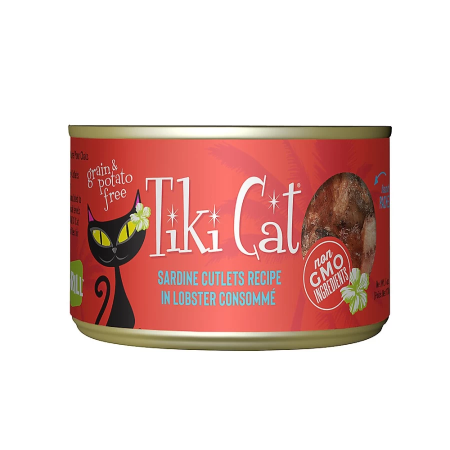 PetSmart Tiki Cat Grill Grain-Free Wet Cat Food - Non-GMO, Potato Free, 6oz Can, High Protein Natural Recipe