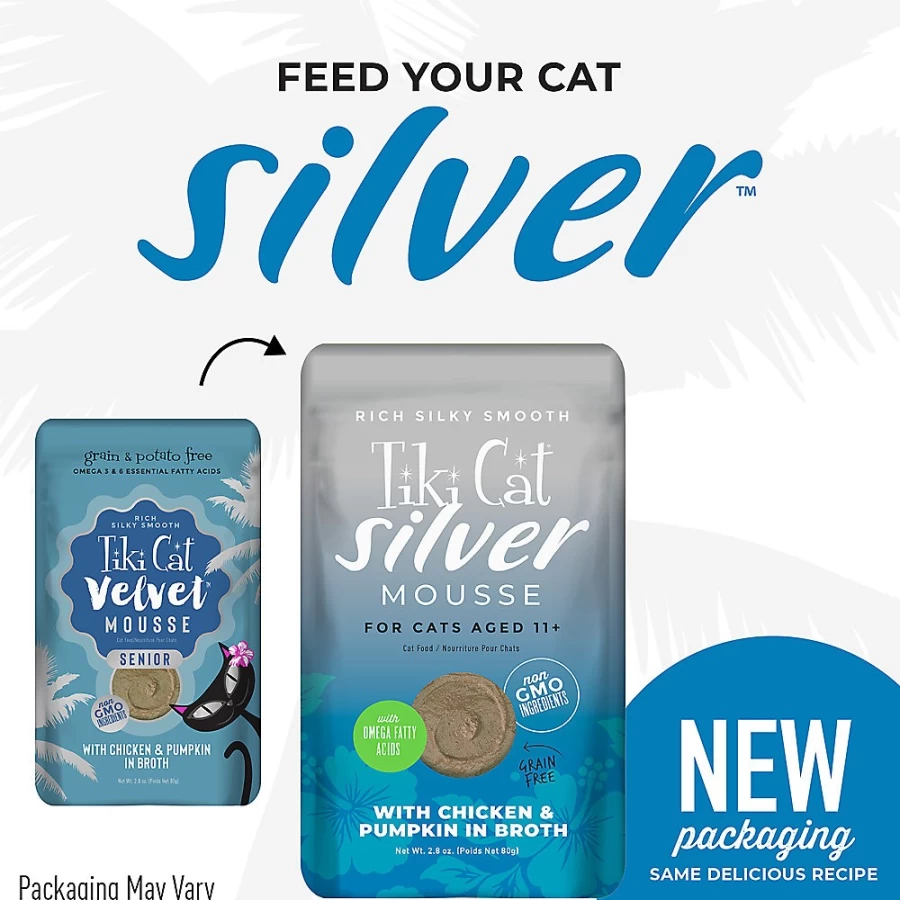 PetSmart Tiki Cat Velvet Mousse Senior Cat Food - Grain-Free, Non-GMO Chicken Recipe, 2.8oz Can