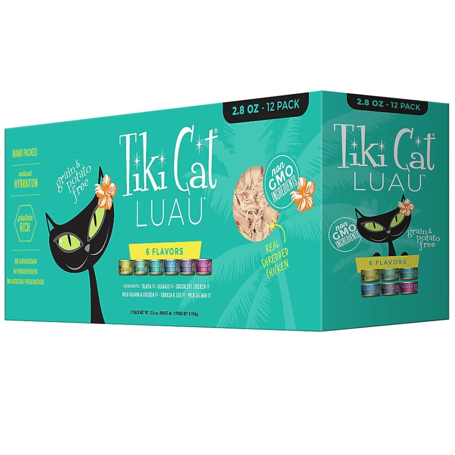 PetSmart Tiki Cat Luau Grain-Free Wet Cat Food Variety Pack - High Protein, Non-GMO, 12 Cans