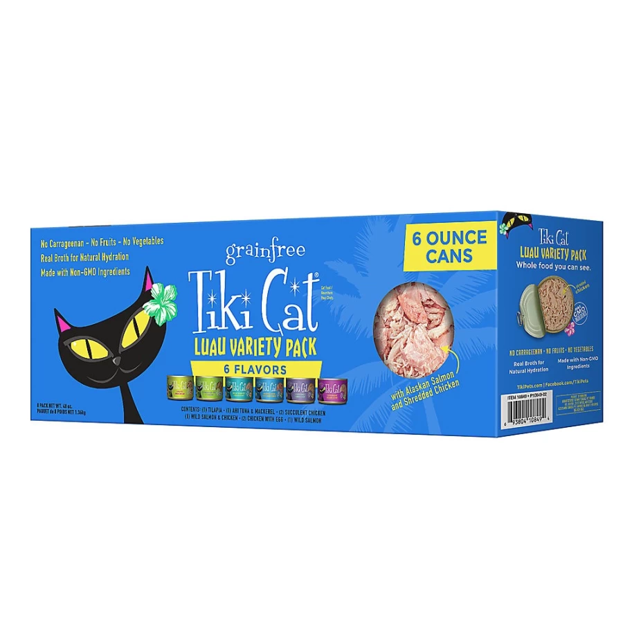 PetSmart Tiki Cat Luau Grain-Free Wet Cat Food Variety Pack - Non-GMO, 8 Cans
