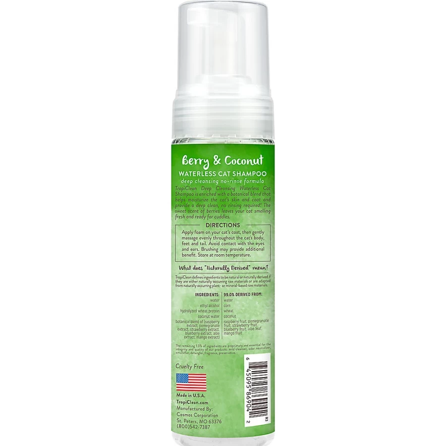 "PetSmart TropiClean Berry Coconut Waterless Deep Cleansing Cat Shampoo for Cats"