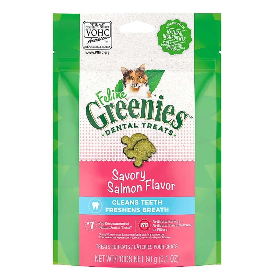 PetSmart Salmon Dental Treats for Adult Cats - Natural Dental Care Cat Snacks by Greenies