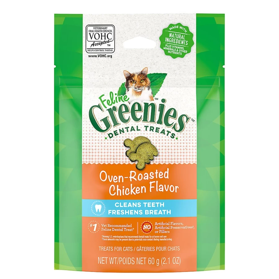 PetSmart Feline Greenies Adult Cat Dental Treats - Natural Chicken Flavor, Dental Care Cat Snacks, Tartar Control for Cats, Vet Recommended Oral Health Chews