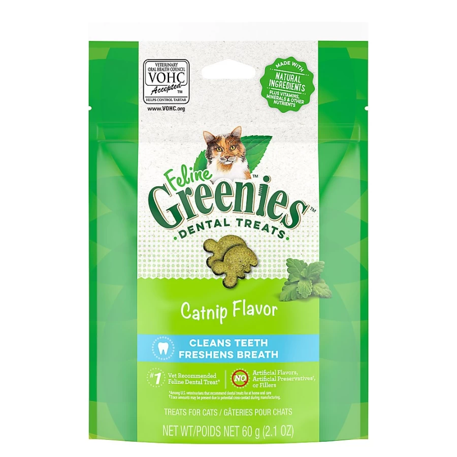 PetSmart Feline Greenies Adult Cat Dental Treats - Natural Catnip Flavor, Tartar Control for Dental Care, 5.3 oz Bag