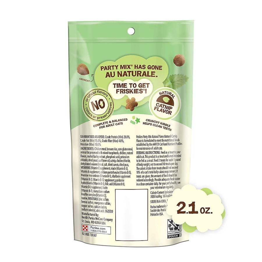 PetSmart Purina Friskies Catnip Flavored Natural Yums Adult Cat Treats - Party Mix Crunchy Snacks